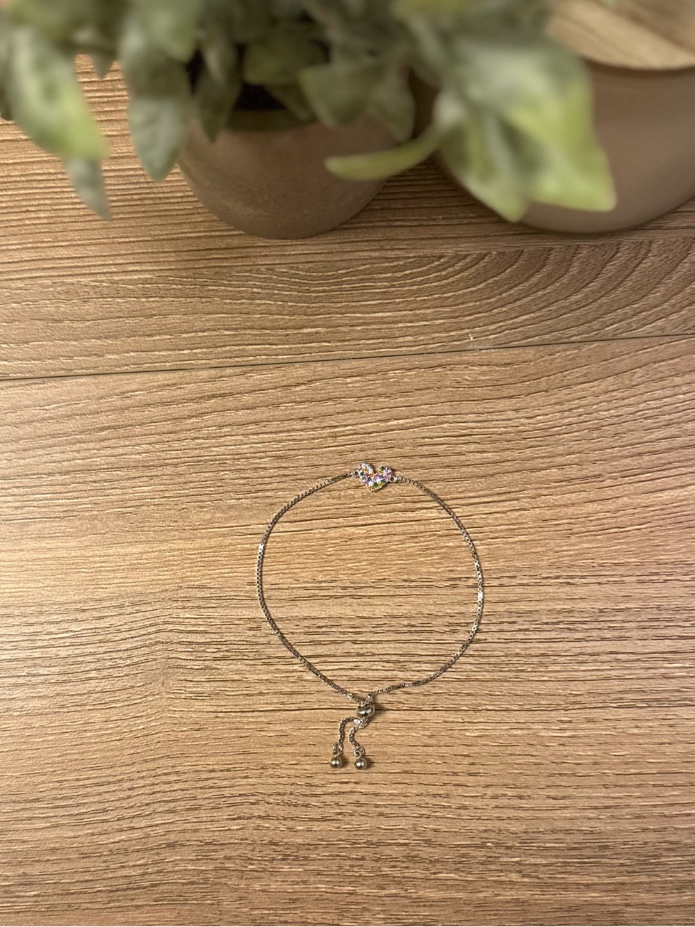Delicate Silver-Tone Adjustable Bracelet with Charm